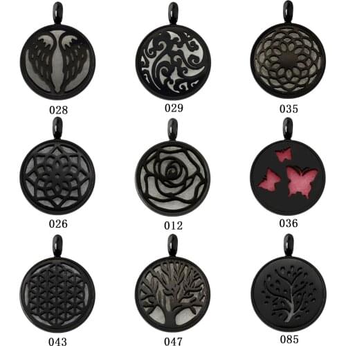 Wholesale black Diffuser For Women Stainless Steel Jewelry 12mm Essential Oil Aromatherapy Perfume Locket Pendant