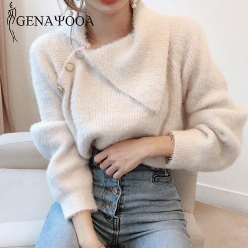 Genayooa Autumn Winter Sweater For Women Irregular Long Sleeve Soft Warm Ladies Pullover Sweater Casual Cashmere Jumper Women