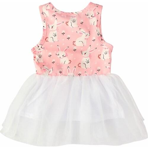 1-5Y Summer Baby Girls Dress For Easter Holiday Sleeveless Bow Lace Patchwork Tutu Sundress