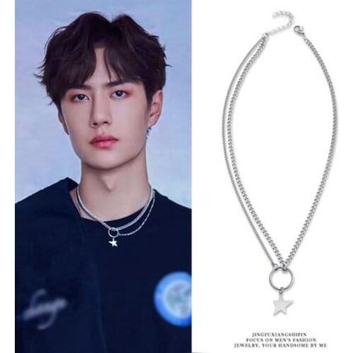 Five-pointed Star Pendant Double-layer Necklace Modaozushi Wangyibo with the Same Decoration Fashion and Popular Jewelry Pendant
