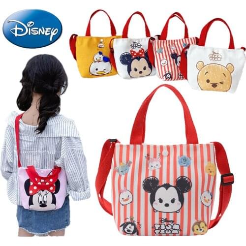 Disney Cartoon Cute Mickey Diagonal Shoulder Bag Portable Canvas Small School Bag Kids Girls Coin Purse Mommy Bag Shipping Free