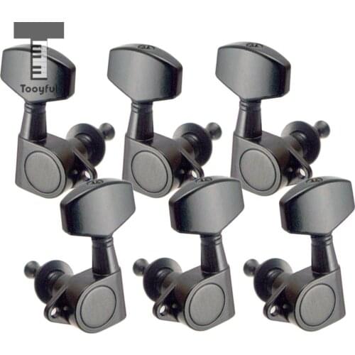 Tooyful 6 Pieces 3R 3L Iron Closed Tuning Pegs Machine Heads Tuners for Electric/Acoustic Guitar Accessory Black