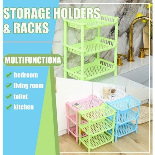 Three-layer Racks Kitchen Shelf Multi-purpose Shelf Holders Plastic Floor-to-ceiling Bathroom Storage Shelf Kitchen Organizer