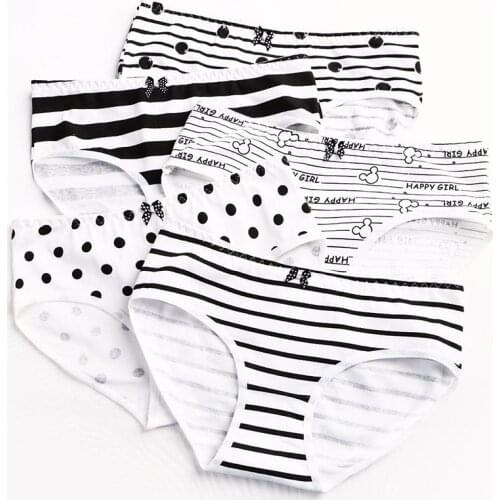 Sexy stripe Panties Cotton high quality Women white Knickers Fashion lady black Dot Briefs Breathable Underwear Female Lingeries