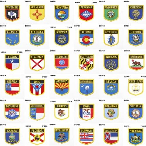 Iron on Patch Wyoming New Mexico Montana Washington Oregon Alaska Kentucky Nebraska Colorado Louisiana Texas Alabama Tennessee