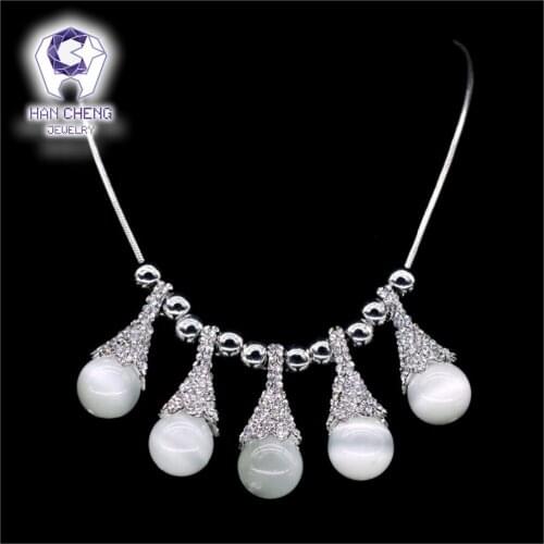 Vintage Fruit Bead Opal Chocker Necklace Silver Plated Rhinestone Pendant Necklace Women Jewelry Popcorn Chain Necklace Collier