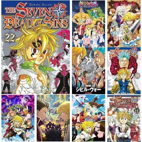 Popular Japanese Anime The Seven Deadly Sins Vintage Kraft Paper Wall Stickers Manga Magazine Cover Posters for Home Decorative