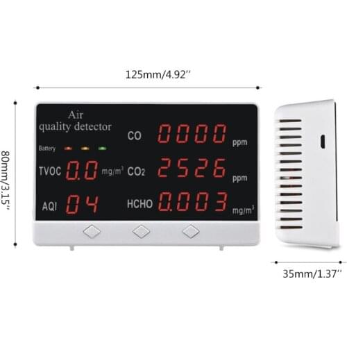 Indoor Outdoor Air Quality Monitor CO/HCHO/TVOC Tester CO2 Meter Gas Analyzer 77UD