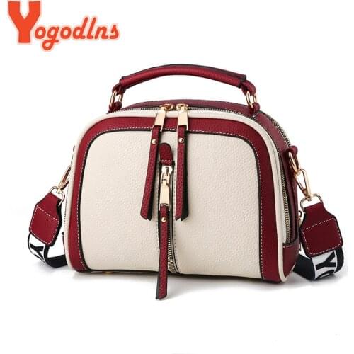 Yogodlns Fashion Stitching Shoulder Bag Women PU Leather Handbag Luxury Crossbody Bag New Chains Square Bag Lady Purse sac main