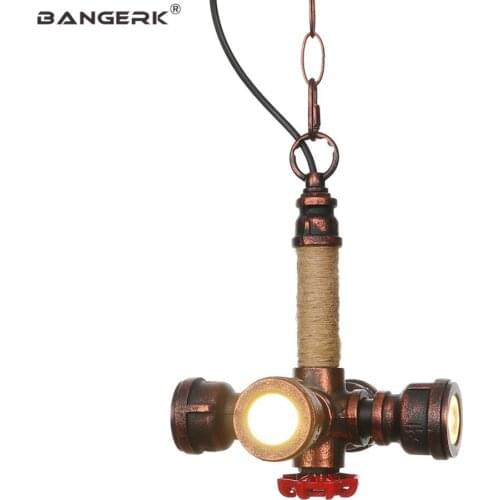Rust Iron Water Pipe Pendant Lamp Loft Decor LED Edison Industrial Vintage Hanging Light For Home Dining Room Indoor Lighting