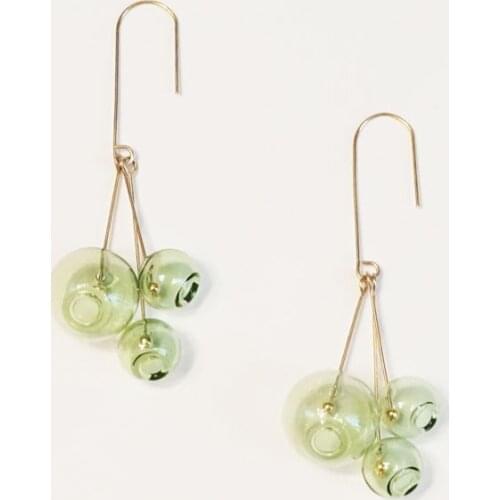 Original Fresh Green Bubbles Dangle Earrings For Women 2019 Lamp Bulbs Long Earrings Glass Ball Drop Earrings Jewelry Earrings