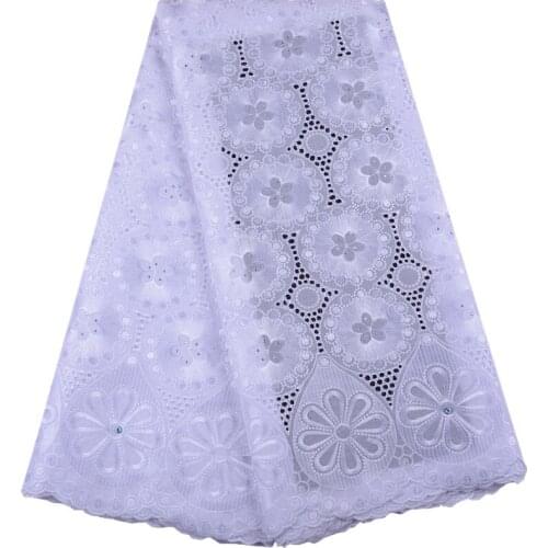Hot Sale Pure White African Dry Cotton Lace Fabric 2019 High Quality Laces Swiss Voile Lace In Switzerland For Women Dress S1467