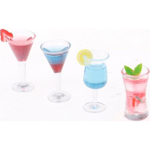 1:12 Doll House Colorful Glass Cup Goblet Bar Drinks Triangle Cocktail Glass Dollhouse Miniature Accessories