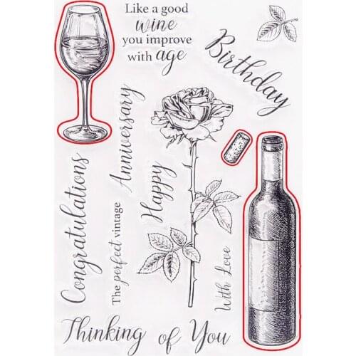 10.5*15.5 Wine Bottle Transparent Clear Stamps / Silicone Seals Roller Stamp for DIY scrapbooking photo album/Card Making