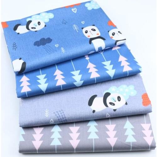 New Arrival Cute Panda Blue 100% Cotton Sewing Fabric, Baby Cotton Quilt Sleeping Bag Child Fabric DIY Handmade Cloth