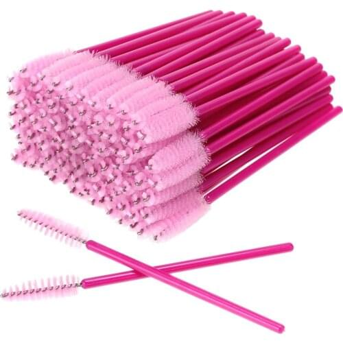 1000 PCS Disposable Eyelash Brushes Mascara Wands Eye Lash Eyebrow Applicator Cosmetic Makeup Brush Tool Kits (Rose-Pink)