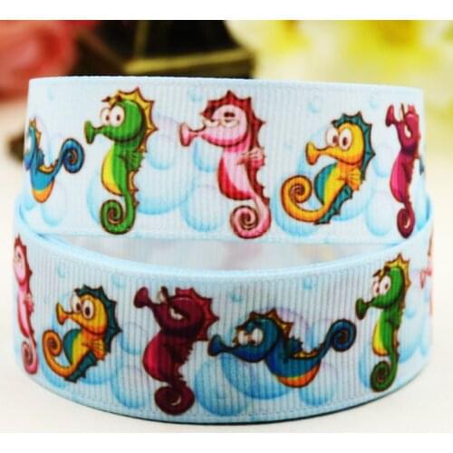 22mm 25mm 38mm 75mm Hippocampus cartoon printed Grosgrain Ribbon party decoration 10 Yards X-04261
