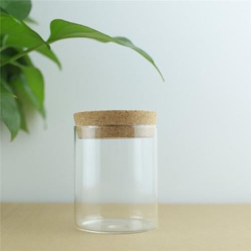 4pcs/lot 65*80mm 200ml Thick Glass Bottle Cork Stopper Spice Bottles Container Jars Vials DIY Craft Kitchen Storage Bottles