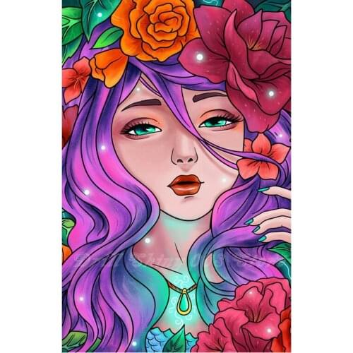 5d diy diamond Painting Cartoon Girl Rose Full Drill Diamond embroidery Cross Stitch Mosaic Needlework Craft Kit Home Decor Gift