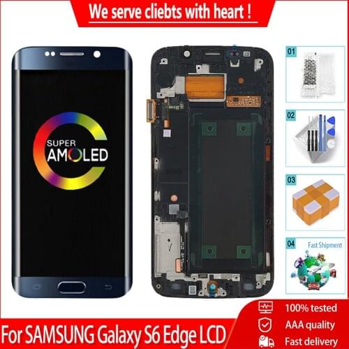 5.1" AMOLED For SAMSUNG Galaxy S6 Edge G925F G925A New LCD Display With Touch Screen Digitizer Panel Assembly Frame Replacement