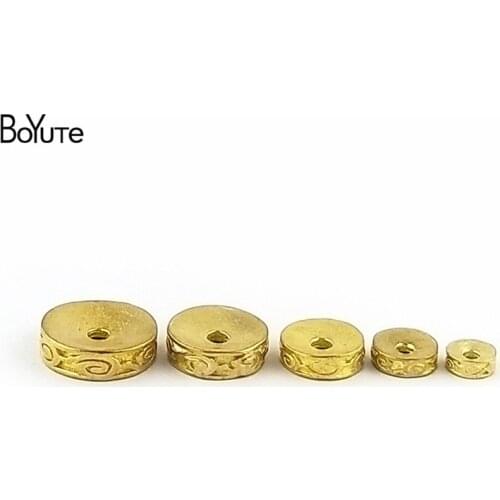BoYuTe (10 Pieces/Lot) 6MM 8MM 10MM 12MM 14MM Metal Brass Spacer Bodhi Beads Diy Buddha Accessories Beads for Jewelry Making