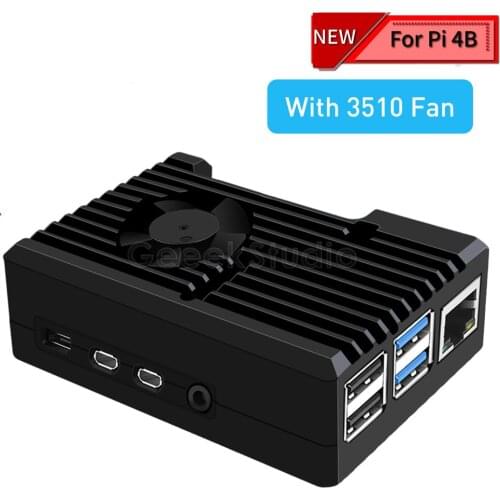 New Raspberry Pi 4B Black Aluminum CNC Alloy Case Enclosure Shell Cover for Raspberry Pi 4 3510 2510 dual Cooling Fan