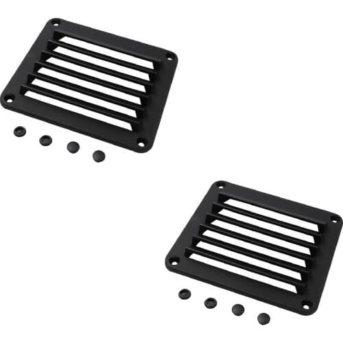 2 Pieces Black ABS Louvered Plastic Vent 5-1/2" x 4-7/8" for Boat