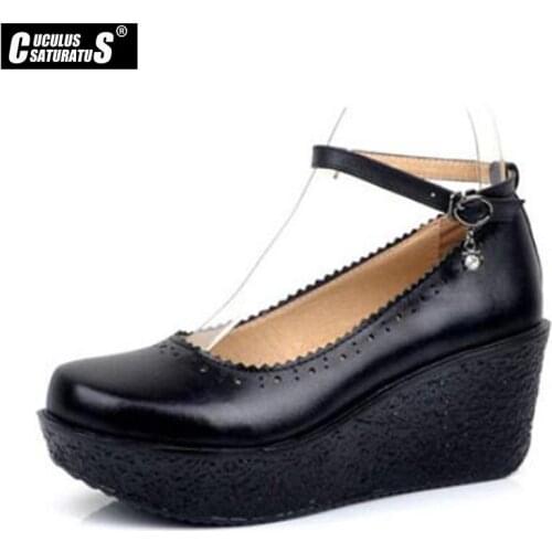 Cuculus Women Shoes High Heels New fashion Spring Wedges Platform Casual Shoes Cow Leather Shoes Women High Heel Shoes 1807