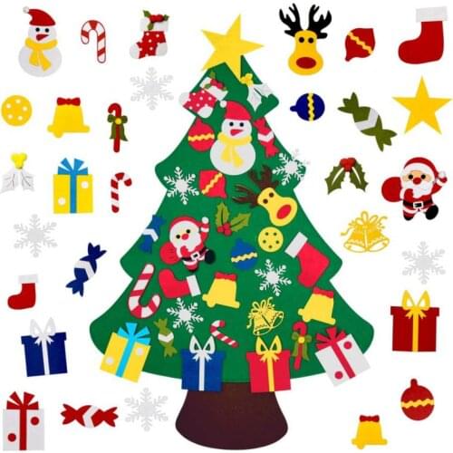Kids DIY Felt Christmas Tree Christmas Decoration For Home Navidad 2022 New Year Gifts Christmas Ornaments Santa Claus Xmas Tree