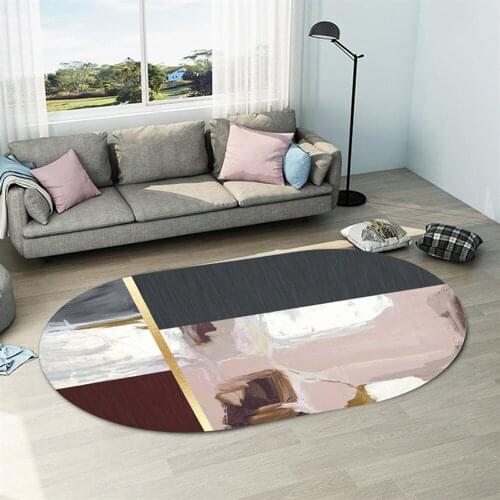 Long Size Oval Shaped Post-Modern Living Room Rug Nordic Style Bedside Runner Rug Decoration Geometric Office Carpet