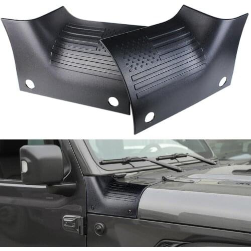 Flag Cowl Body Armor Outer Cowl Covers Corner Guards for Jeep Wrangler JL 18-19 Black