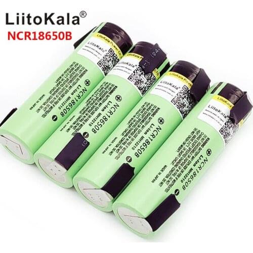 Hot liitokala 18650 3400 Battery 3400mAh 3.7V NCR18650B Rechargeable Li-ion Battery for Flashlight for +DIY nickel