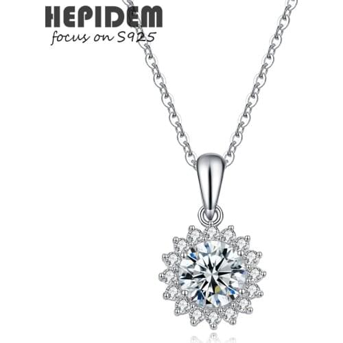 HEPIDEM 100% 1ct 6.5mm D Moissanite Pendant 925 Sterling Silver Necklace New S925 Diamond Test Passed Jewelry Women Gift H001