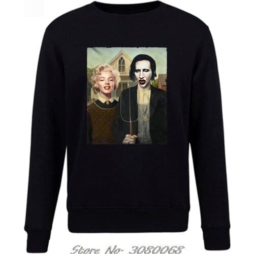Marilyn Monroe Hoodies Manson Hooded American Gothic, Funny, Glamour, Pinup Men O-neck Fleece Sweatshirts Streetwear