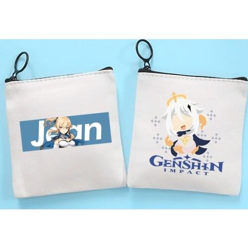 Game Project Genshin Impact Funny Canvas Coin Purse Coin Purse Collection Canvas Bag Small Wallet Zipper Key Bag Hand Gift