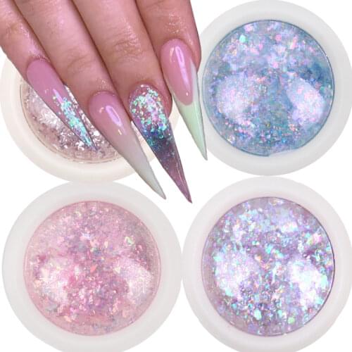 Flakes Nail Sequins Decoration Holographic Shiny Mermaid Opal Powder Purple Glitter DIY Chrome Powder Mirror Neon Nail Art