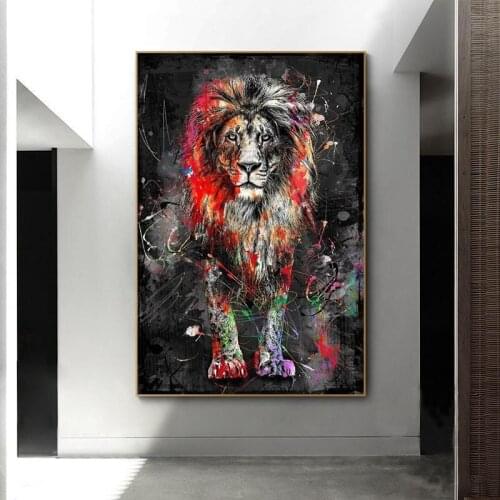 Abstract Lions Oil Paintings on Canvas Modern Colorful Animals Posters and Prints for Home Wall Art Decorative Pictures No Frame