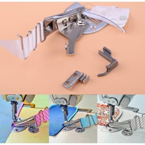 Silver Steel Overlock Binding Curve Edge A-10 Bias Binder Foot Fit For Lochstitch Machine Brother Singer Pfaff