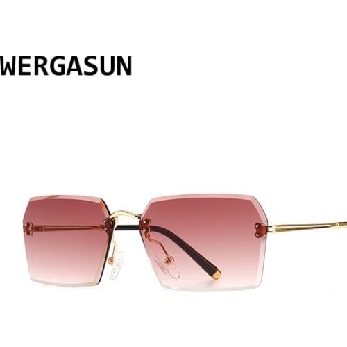 WERGASUN Small Rectangle Sunglasses Women Rimless Square Sun Glasses For Women 2020 Summer Style Female UV400