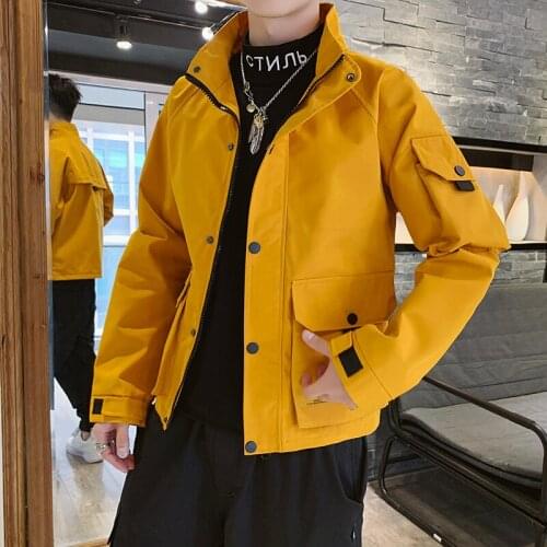 Casual Mens Jacket 2021 Autumn Fashion Solid Bomber Coats Turn-Down Collar Spring New Arrival Tops Short Windbreaker Clothing