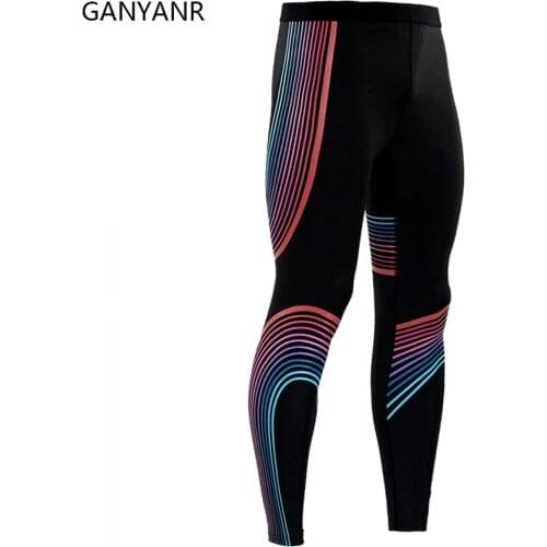GANYANR Running Tights Men Legging Compression Pants Sportswear Gym Fitness Sexy Basketball Sport Yoga Workout Track Long Winter