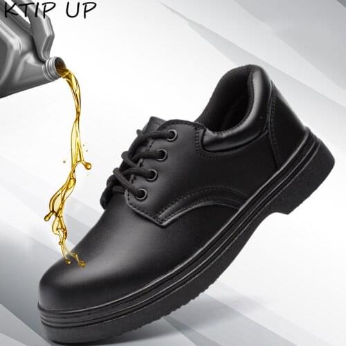Men Safety Shoes Steel Toe Shoes Men Anti-smashing Anti-puncture Wear-resistant Anti-slip Chef Shoes Hotel Waterproof Work Shoes