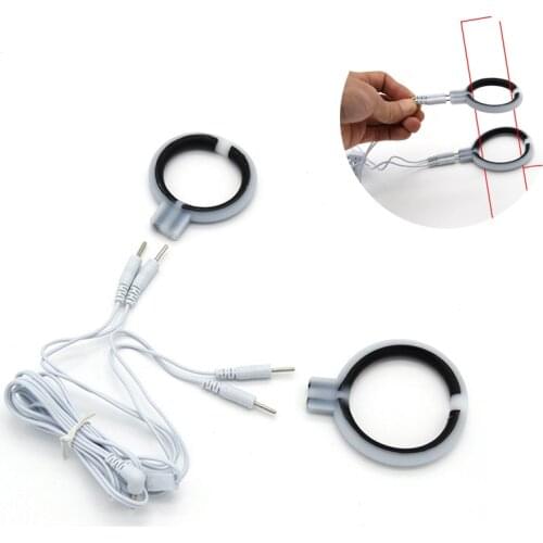 2 Pcs/Lot Male Electric Shock Penis Ring Physiotherapy Silicone Ring,Electro Shock Cock Rings Adult Sex Toys For Man Masturbator