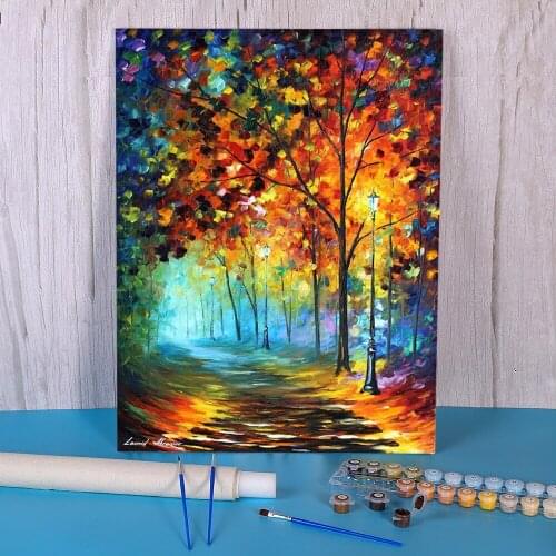 Fog Autumn Alley Painting By Numbers Kit Oil Paints 40*50 Paiting By Numbers Decorative Paintings For Children Wholesale
