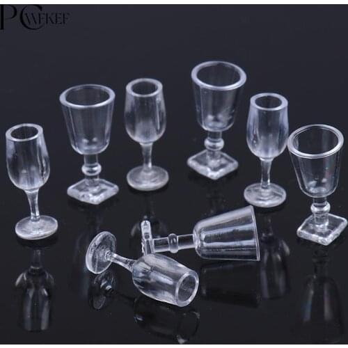 4pcs/lot Transparent Cup Tableware Set Dollhouse Miniature Toy Doll Food Kitchen living room Accessories 1:12 Scale