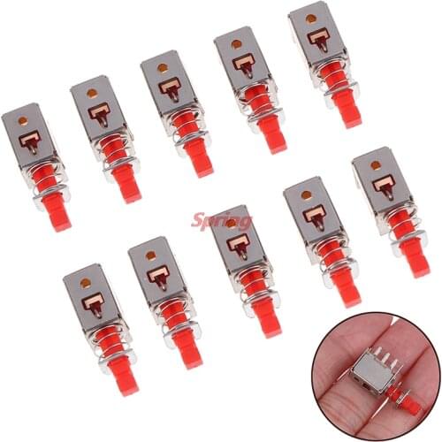 New 10pcs PS-22F03 Right Angle PCB Latching Push Button Switch DPDT Double Pole 6 Pin Self-locking Key Power Switches