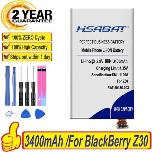HSABAT 100% New 3400mAh Battery for BlackBerry Z30 BAT-50136-003 free shipping within tracking number