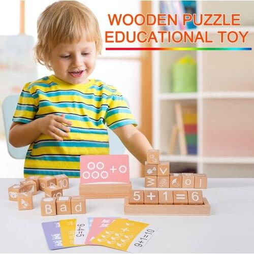 Brinquedos educativos para crianças Children Toys Montessori Educational Wooden Math Toy Puzzle Preschool Word Building Blocks