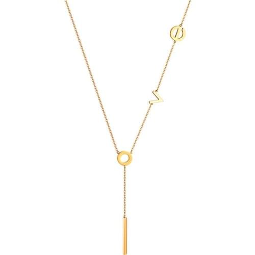 BONISKISS 2020 LOVE Stainless Steel Ladies Clavicle Necklace for Women Jewelry Love Memory Wedding Necklace Valentines Day