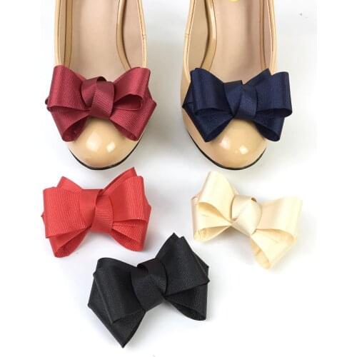 One Pair Bow Shoe Charms For Women High Heels Flats Shoes Accessoires Bowknot Shoe Decoration Shoe Charm Bow DIY Glue On
